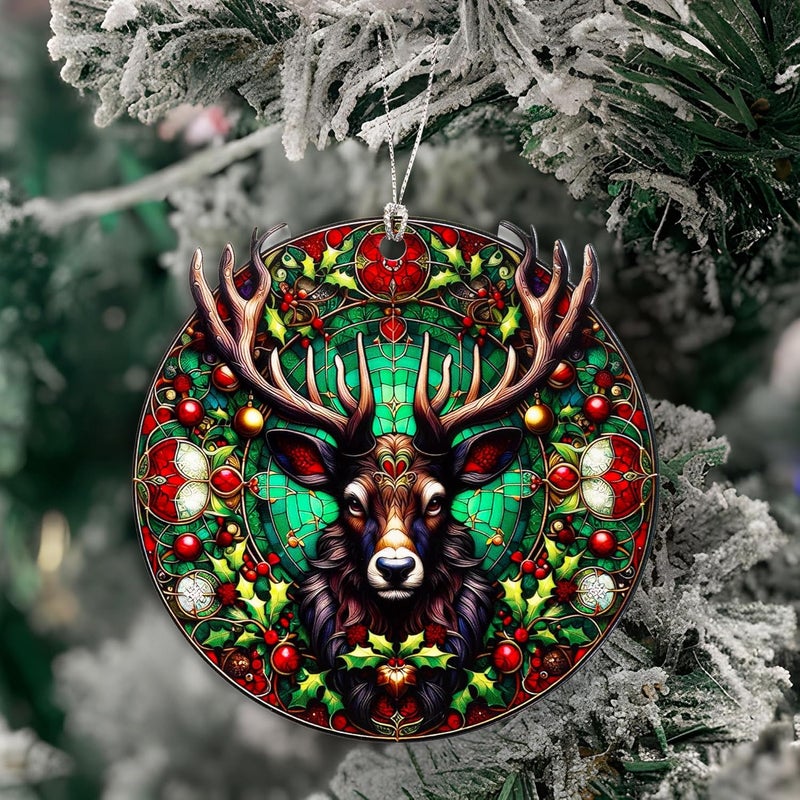 NELXI Reindeer Ornament, Reindeer Ornaments for Christmas Tree, Hunting Ornaments for Christmas Tree, Classic Gothic Fantasy Christmas Ornaments 2025, Deer Decor, Woodland Holiday Ornament Gift - Image 3